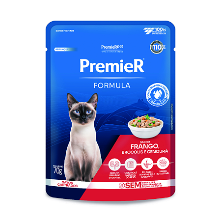 Ração Úmida Premier Fórmula Gourmet Gatos Adultos Castrados Sabor Frango - 70g
