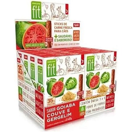 Kit 8 Unidades Petisco Spin Pet Stick Fit - Goiaba, Couve e Gergelim - 50g Cada