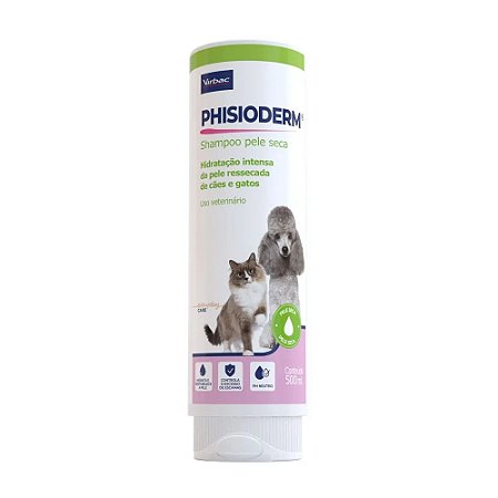 Shampoo Hidratante Virbac Phisioderm Pele Seca para Cães e Gatos - 500ml
