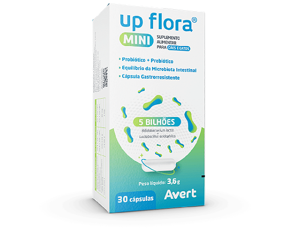 Suplemento Up Flora Mini para Cães e Gatos - 30 Cápsulas