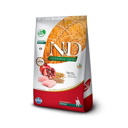Ração Farmina N&D Low Grain para Gatos Filhotes Sabor Frango e Romã - 1,5Kg