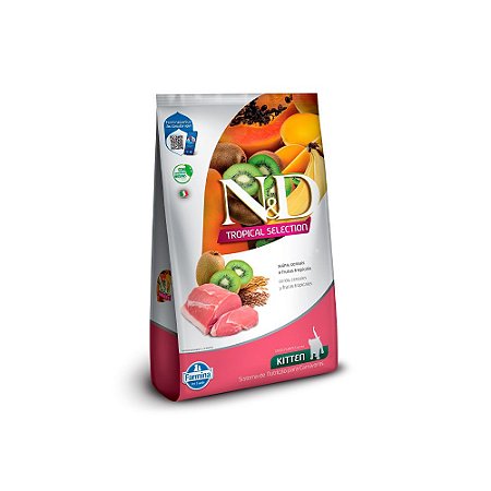 Ração Farmina N&D Tropical Selection para Gatos Filhotes Sabor Suíno, Cereais e Frutas Tropicais - 1,5Kg