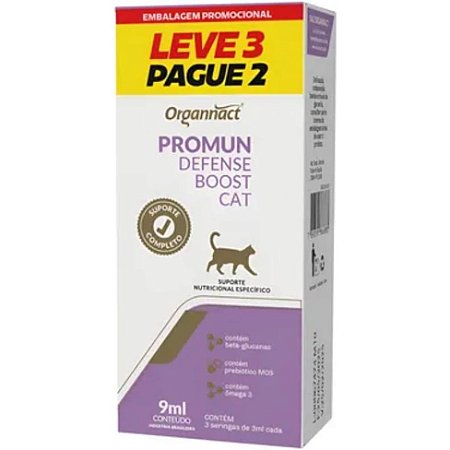 Suporte Nutricional Específico Organnacat Promun Defense Boost Cat Leve 3 Pague 2 - 3ml cada