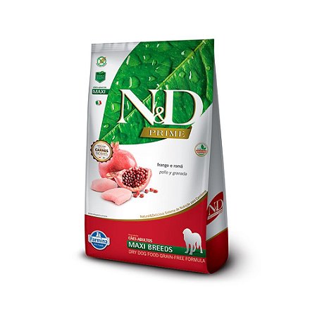 Ração N&D para Cães Adultos de Raças Grandes Sabor Frango e Romã - 10Kg