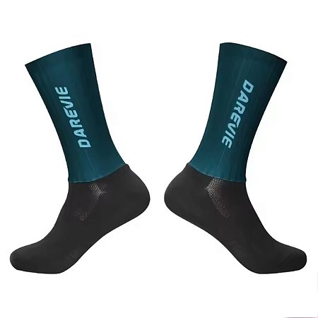 Meia Ciclismo Aero Darevie Aerodinâmica Siliconada Ice Longa 3/4  Anti - Sleep Adulto