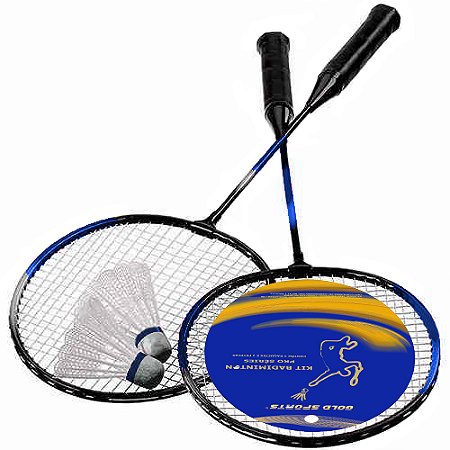 Kit Badminton Gold Sports 2 Raquetes e 2 Petecas