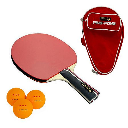 Kit Tênis de Mesa GOLD SPORTS Venus II - 1 raquetes 5 Star - 3 Bolas TM Star -1 Raqueteira