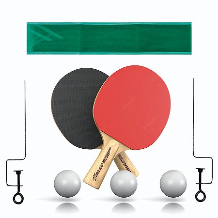 Kit Tenis de Mesa Gold Sports Gold Pro 2 Raquetes 3 Bolas Rede e Suporte Lazer