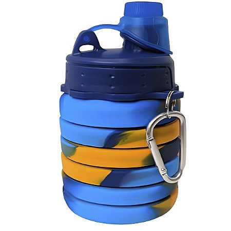 Garrafa Silicone Gold Sports Retrátil Dobrável Portátil Traill 500ml -BPA FREE