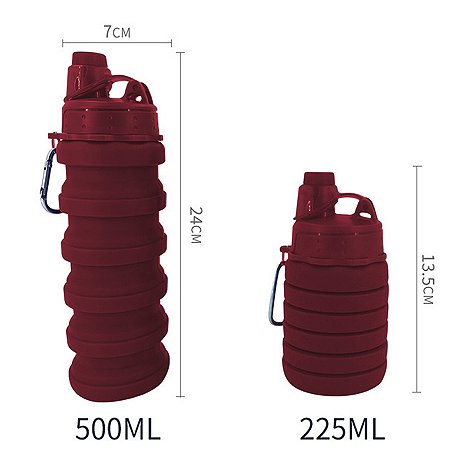 Garrafa Silicone Gold Sports Walk Retrátil Dobrável Portátil 500ml -BPA FREE