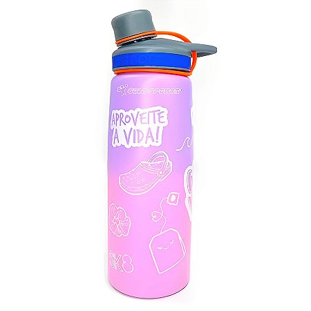 Garrafa Squeeze Aço Inoxidável Gold Sports Good Happy - 750ml BPA-FREE