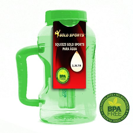 Garrafa Squeeze Gold Sports Resistente - BPA FREE 2,3 Litros