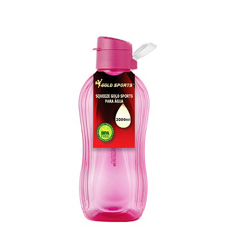 Garrafa Squeeze Plástica Gold Sports Resistente II Translucida - BPA- FREE  - 2 lts