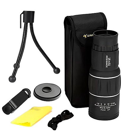 Monóculo  Profissional Gold Sports 8km 16 X 52 Tático Com Nitidez, Suporte de Celular eTripe