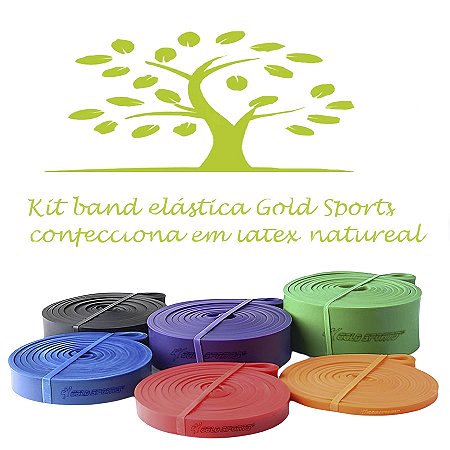 Kit Super Bandas Elásticas Gold Sports Resistência Cross Trainner AD - com 6 Intensidades