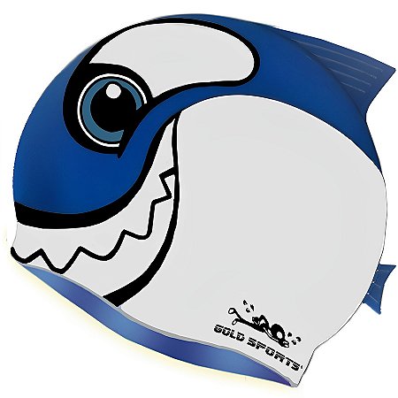 Touca De Natação Gold Sports Kids Happy Shark De Silicone