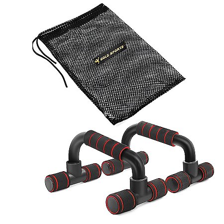 Kit  Apoio Para Flexão Gold Sports Pro II em Pvc  e PP - 2 Unds Mais Uma Mesh Bag