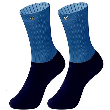 Meia Ciclismo Gold Sports Aerodinâmica Siliconada Ice II Longa 3/4  Anti - Sleep Adulto