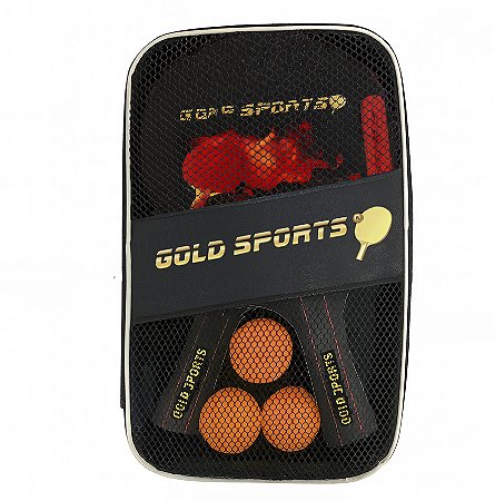 Kit Tênis de Mesa Gold Sports Space 2 Raq 6 Estrelas e 3 Bolas 3 Estrelas com Capa