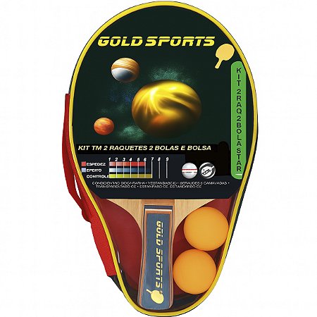 Kit Tênis de Mesa Gold Sports Training II 2 Raquetes e 2 Bolas