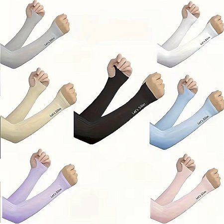 Kit Manguito Longo Térmico e Compressão Gold Sports Adulto Proteção Solar 7 Pares