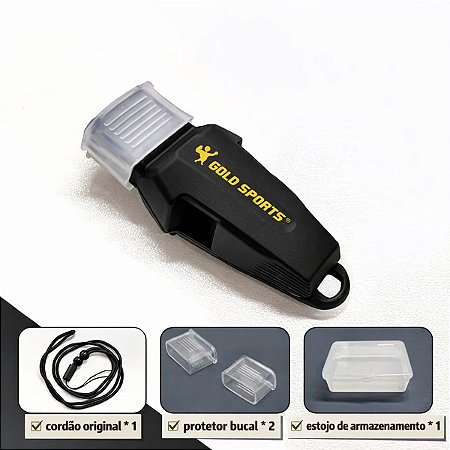 Apito Gold Sports Whale Pro c/ Bocal de Silicone e Cordão de Pescoço - Alta Intensidade Voley
