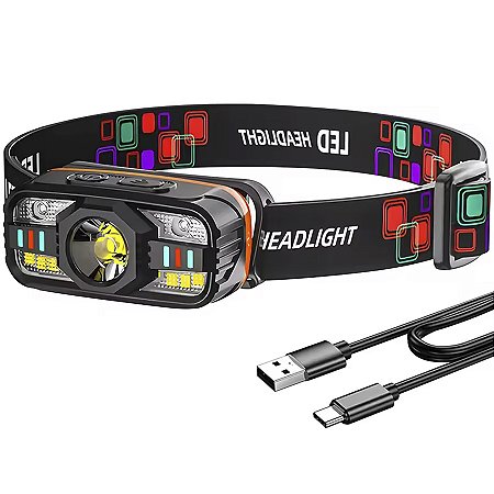 Lanterna De Cabeça Gold Sports Boruit 400LM XPE Led com Sensor de Movimento