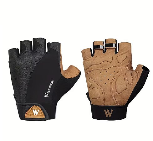 Luva Esportiva Gold Sports West Cycling Meio Dedos - Anti Slip Com Tecido e Respirável