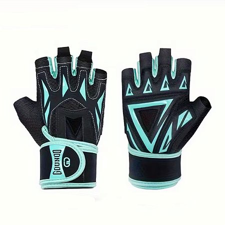 Luva Esportiva Gold Sports Veiddorn Com Munhequeira Gel Meio Dedos Anti Slip Silicone Respirável