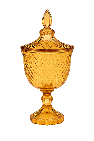 Potiche de Cristal com Pé Dublin Âmbar 11,5cm x 24,5cm - Lyor