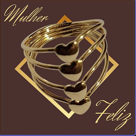 Anel Corações em Camadas – Dourado