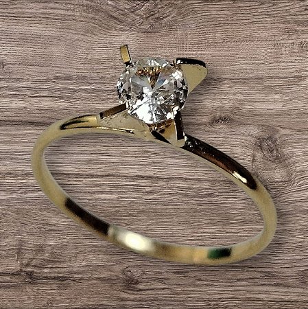 Anel Solitário com Pedra Zircônia Lapidada