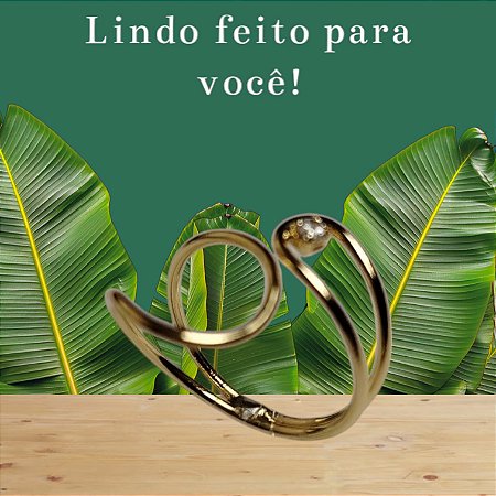 Anel Dourado Abraço de Brilho Zircônia