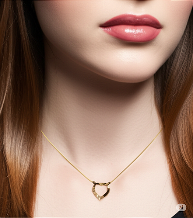 Colar Dourado Coração Vazado Radiante