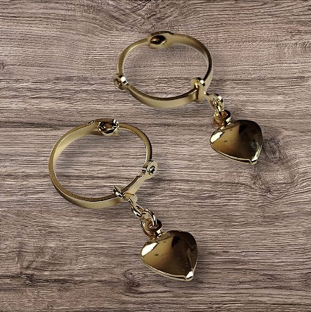 Brincos Argola Coração Dourado Pendente