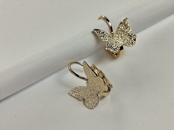 Brinco Borboleta Cravejada Prateada Luxo
