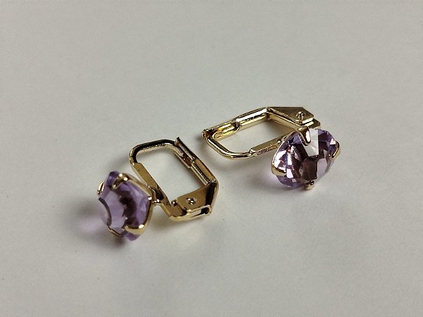 Brinco Delicado Dourado Ametista Radiante
