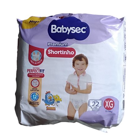 Fraldas Babysec Premium Shortinho - Tamanho XG (11-14kg) - Pacote com 22 Unidades