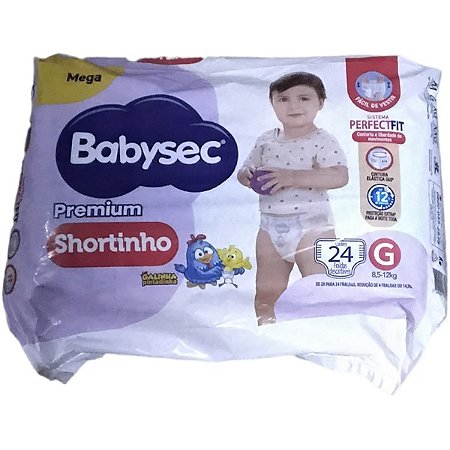Fraldas Descartáveis Babysec Premium Shortinho - Pacote com 24 Unidades
