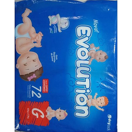 Pacote de fraldas com 72 unidades Evolution  tamanho G.