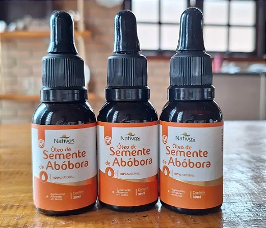 Óleo de Semente de Abóbora - Suplemento Natural em Gotas - Kit com 3 Unidades