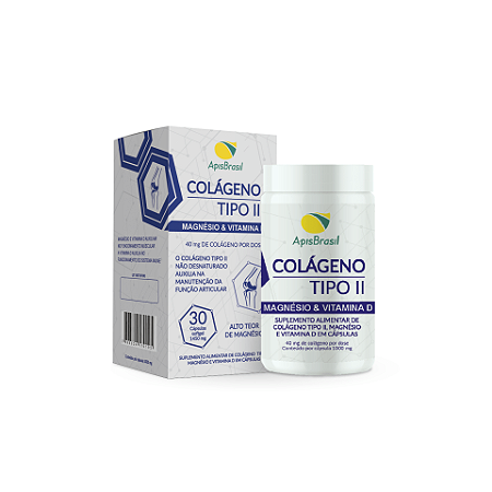 Colágeno Tipo II com Magnésio e Vitamina D - 30 Cápsulas de 1450mg