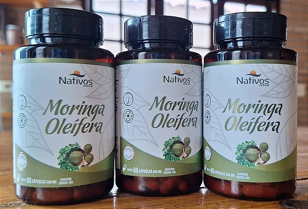 Moringa Oleífera - 500 mg - Kit com 3 Frascos de 60 Cápsulas