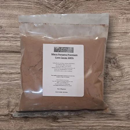 Maca Peruana com Cacau Alcalino 100% - Embalagem com 500g