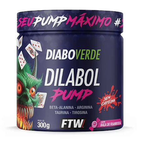 Dilabol Pump Pré Treino Pote 300g Sabor Bala De Framboesa Diabo Verde - FTW