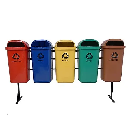 Conjunto Coleta Seletiva Dutra Plásticos  50 Litros  com 5 Lixeiras