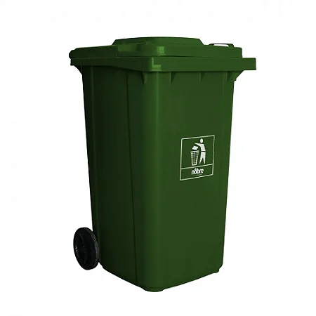 Coletora Plástica Com Rodas - 240  Litros - Verde- Mod. Europeu - Nobre