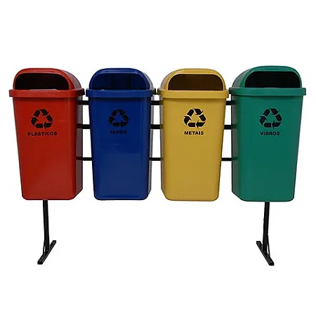 Conjunto Coleta Seletiva Dutra Plásticos 50 Litros 4 Lixeiras