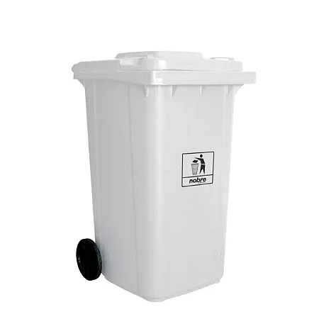 Coletora Plástica Com Rodas - 240 Litros - Branca- Mod. Europeu - Nobre