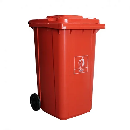 Coletora Plástica Com Rodas - 240 Litros - Laranja - Mod. Europeu - Nobre